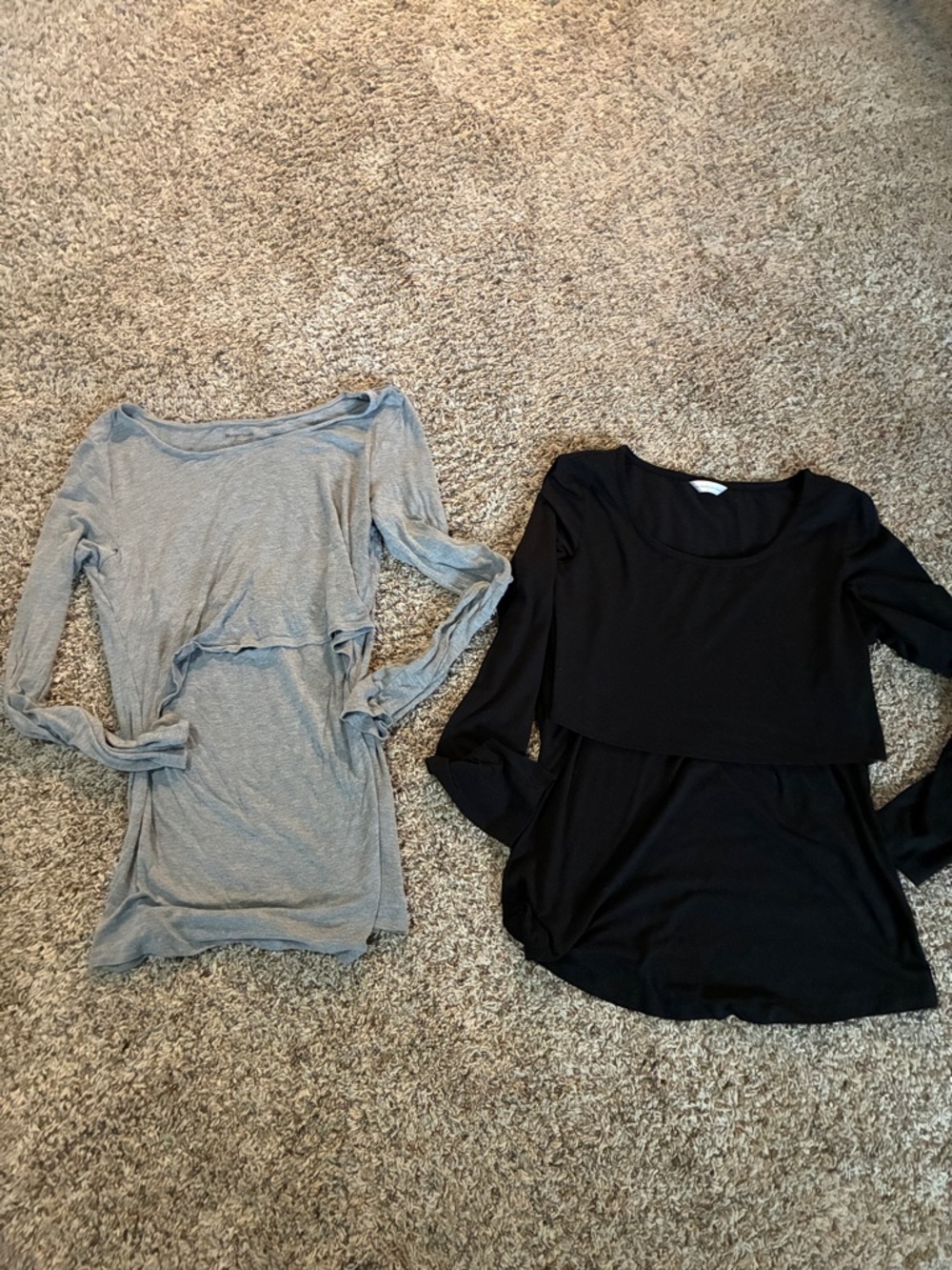 Pair of Long Sleeve Nursing Tops - Gray & Black Kindred Bravely Motherhood